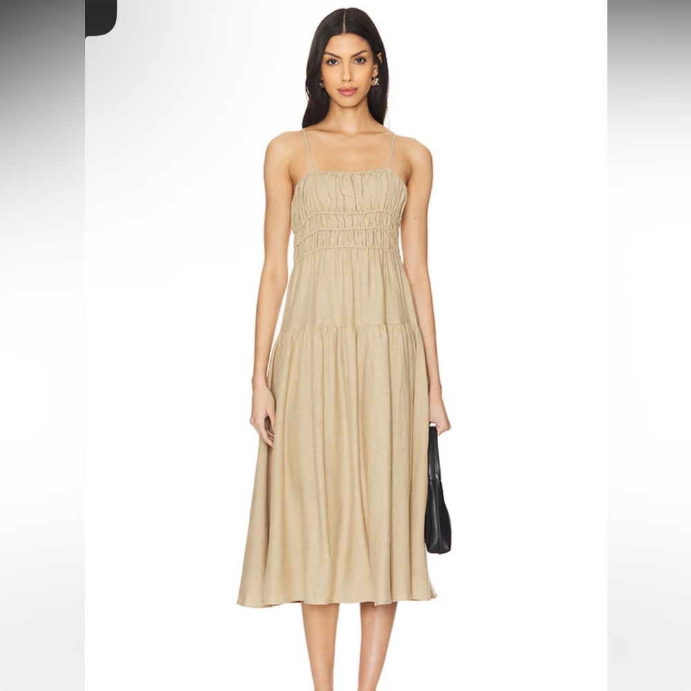 NWT Scrunchie Midi Dress in Safari